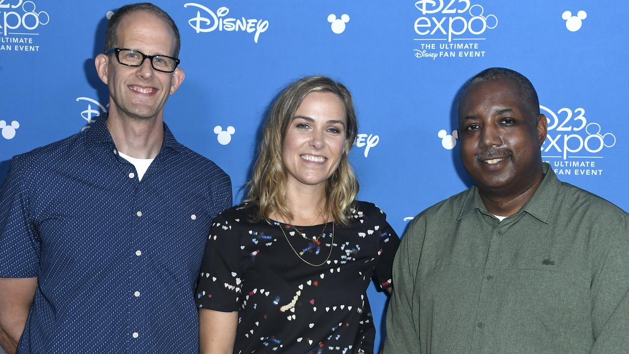 Pete Docter, Dana Murray and Kemp Powers at the D23 conference in 2019. Picture: Frazer Harrison/Getty Images