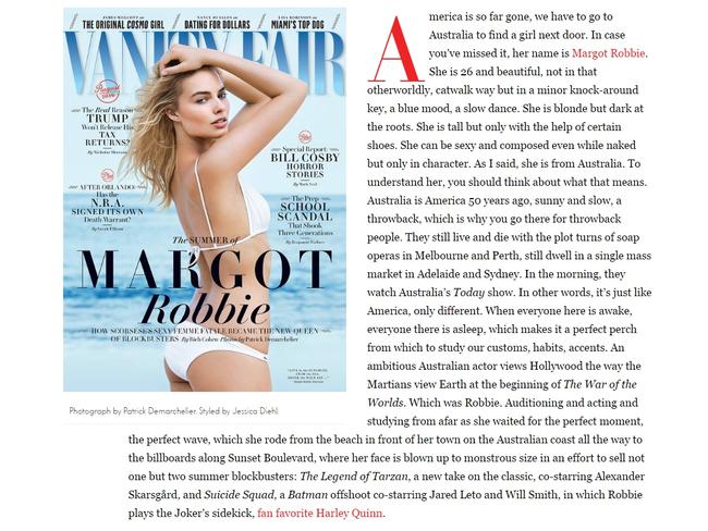 Margot Robbie Responds To Awkward Vanity Fair Article ‘dont Mess With Aussies Daily Telegraph