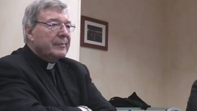 George Pell in his police interview in Rome. 