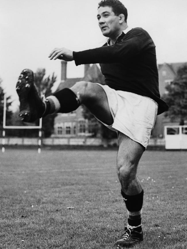 Training at Eastbourne, Sussex, during a British tour with the Australian national rugby team in 1957. Picture: Dennis Oulds