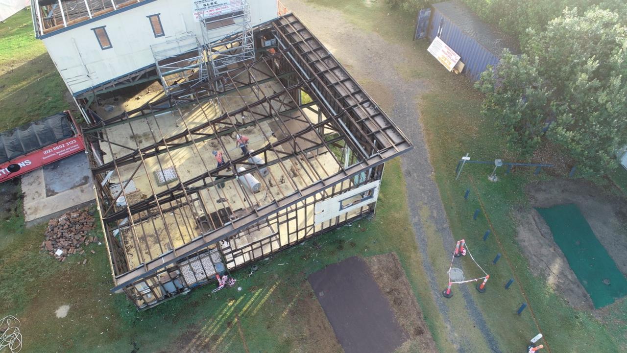 The old Woolgoolga SLSC clubhouse being demolished. February 2021.