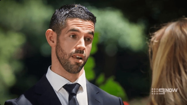 Ryan reacts to Jacqui's vows. Picture: MAFS/Nine Network