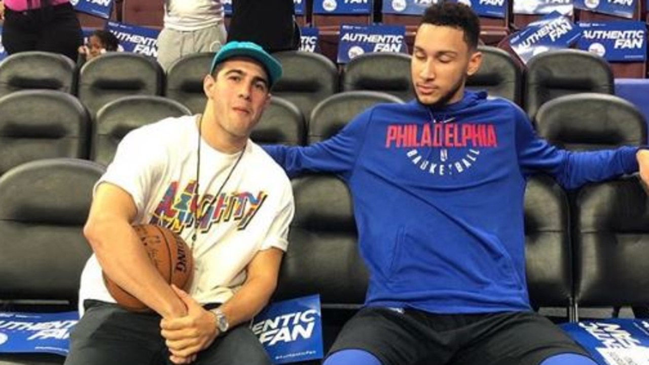 Former junior basketball teammates Christian Petracca and Ben Simmons catch up in Philidelphia in November 2017.