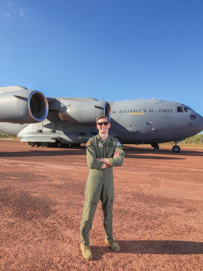 RAAF C17 pilot Flt Lt Tom Breaden. Picture: Glenn Campbell