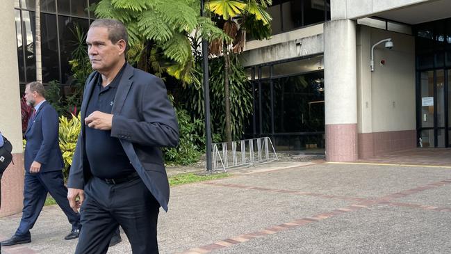 Two time Olympic basketballer Daniel Frank Morseu leaves Cairns District Court on May 13, having pleaded not guilty to three charges arising from an alleged incident on Thursday Island in June 2022. Picture: Supplied