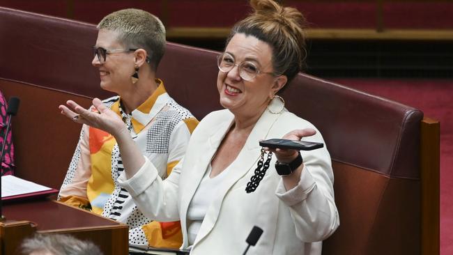 CANBERRA, AUSTRALIA – NOVEMBER 25: Senator Tammy Tyrrell in the Senate during the Treasury Laws Amendment (Electric Car Discount) Bill 2022 at Parliament House in Canberra. Picture: NCA NewsWire / Martin Ollman