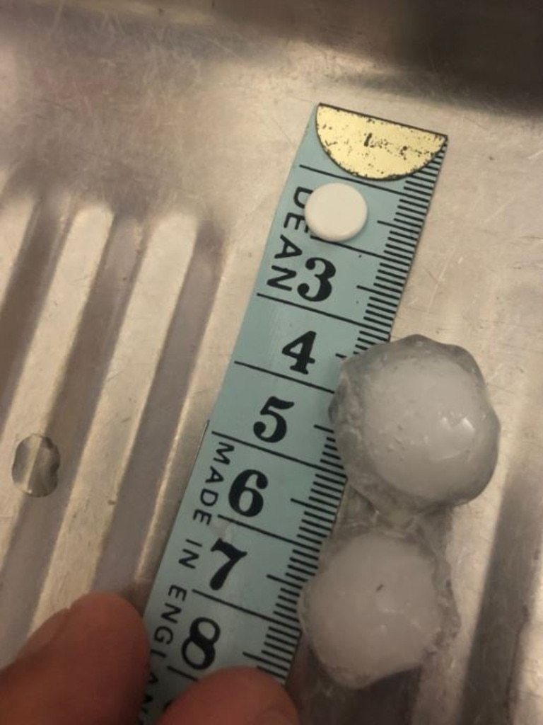 Large hail that fell at Dalby. Picture: Tim Wonhung