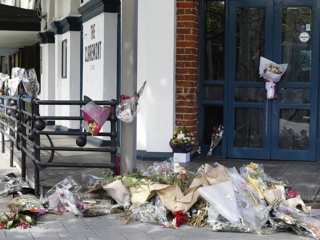 Flower tributes outside the Claremont Hotel.