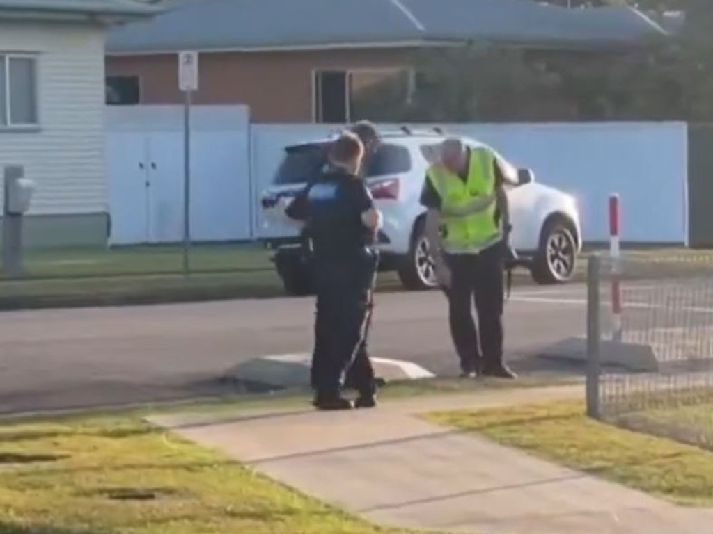 A police officer has been hit by an allegedly stolen car in a horrific incident at Bundaberg. Picture: 7 News Brisbane