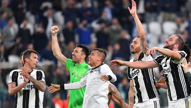 Juventus' celebrate at the end of the UEFA Champions League semi final second leg.