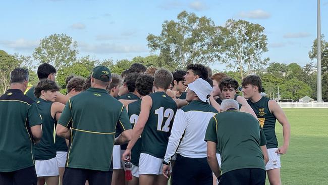 Villanova College huddle earlier in the season.