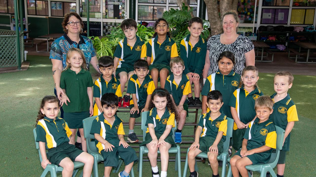 MY FIRST YEAR 2024: Darling Heights State School Prep Awith teacher's aide Nicole Tranter (left) and teacher Amanda Drayton, February 2024. Picture: Bev Lacey