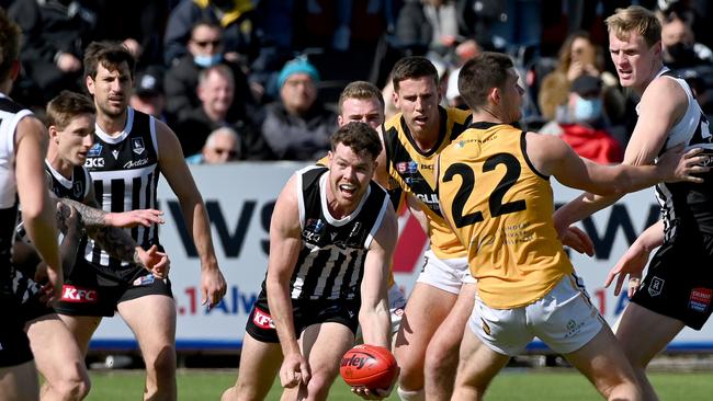 Tom Corcoran in action for Port Adelaide. Picture: Naomi Jellicoe