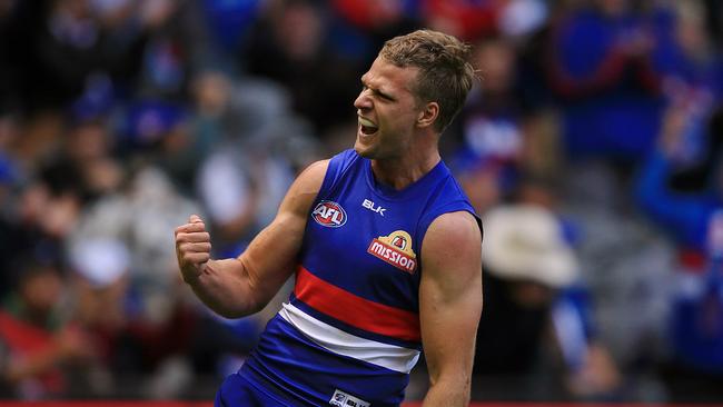 Jake Stringer booted five goals against the Dockers. Picture: Wayne Ludbey