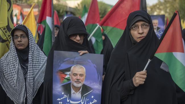 Hundreds of Iranians protest against the killing of Ismail Haniyeh. Picture: Getty Images.