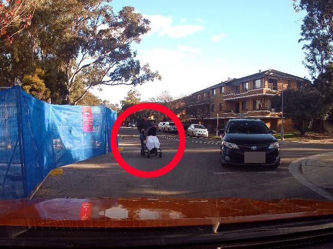 The man with the pram had a close call. Picture: Andrew Backhouse