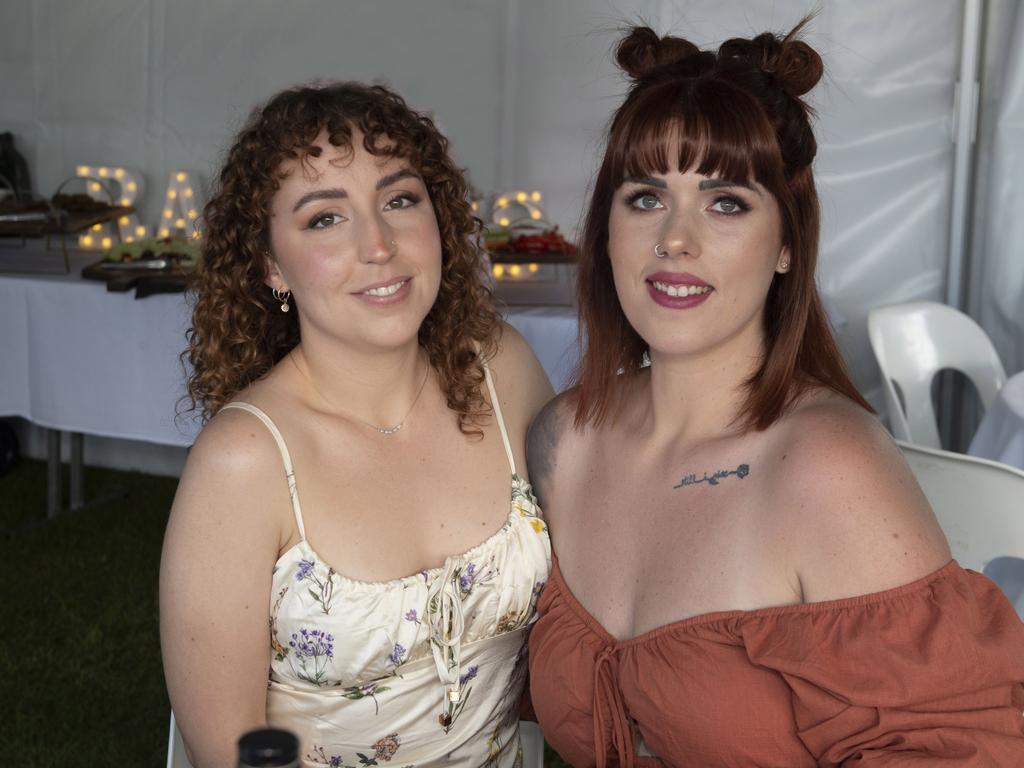 Cassie Long and Jemma Dean. Rangers Ladies Day at Gold Park. Saturday, May 28, 2022. Picture: Nev Madsen.