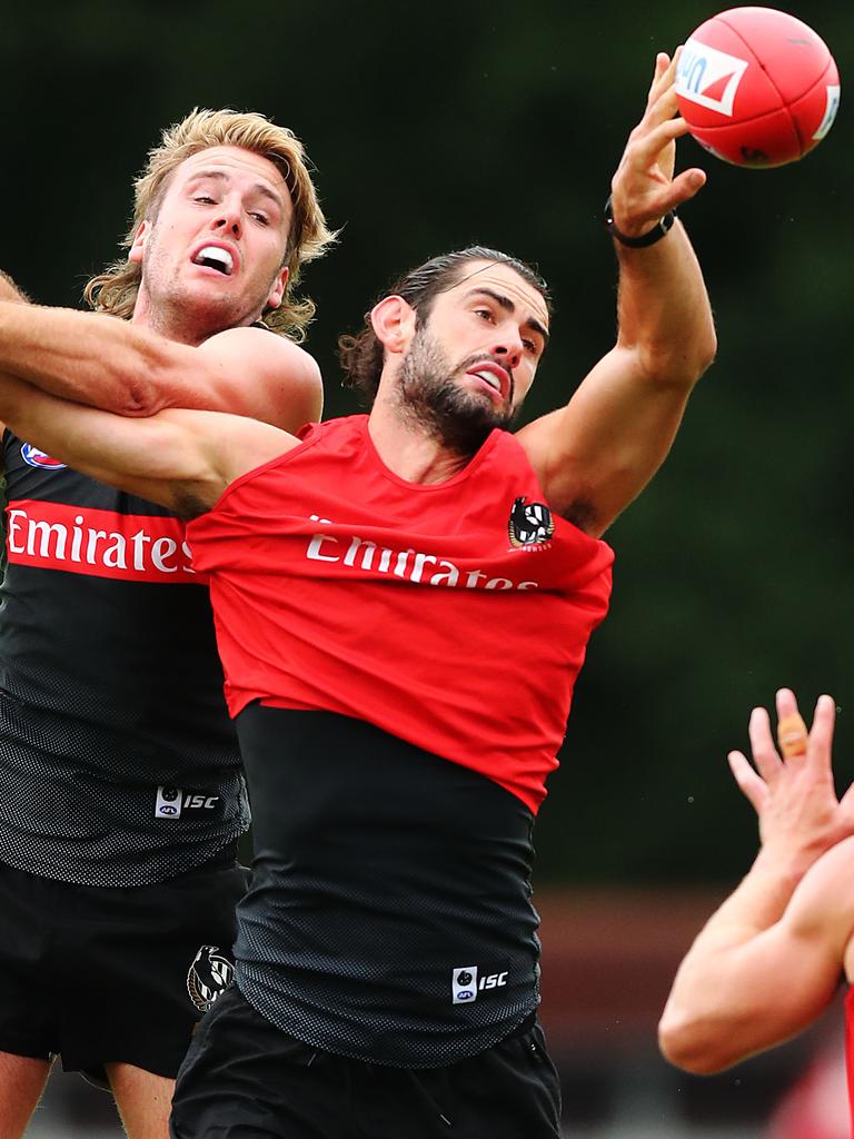 Brodie Grundy back in full training at Collingwood.