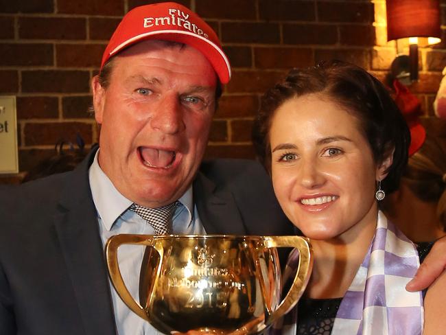 Melbourne Cup winners Darren Weir and Michelle Payne. Picture Yuri Kouzmin