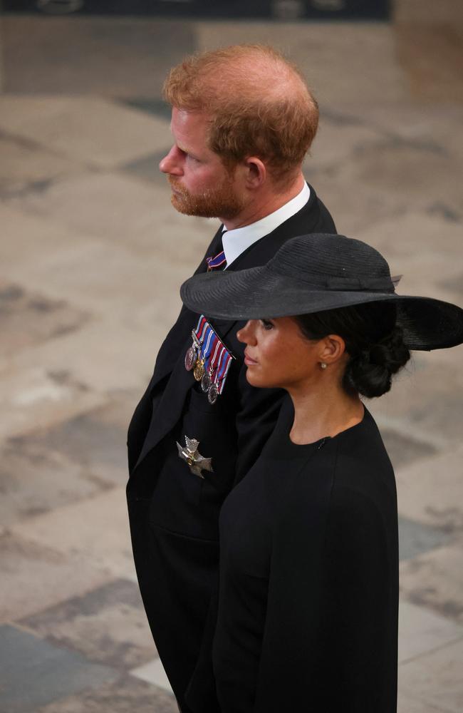 Harry and Meghan at the Queen’s funeral in September. Picture: Phil Noble – WPA Pool/Getty Images.