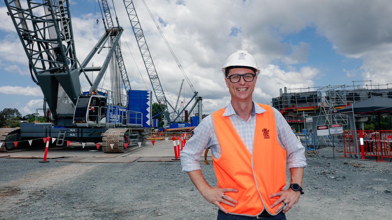 Transport and Main Roads Minister Bart Mellish at a work site on the Coomera Connector. Picture: Glenn Campbell