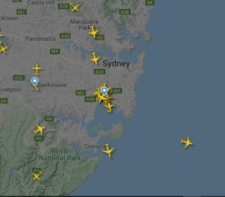 Sydney air traffic on April 1, 2019.