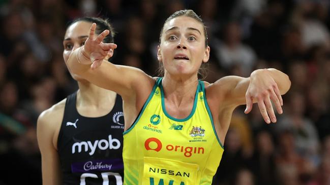 Liz Watson during the Constellation Cup netball match between New Zealand and Australia. Picture: Getty Images