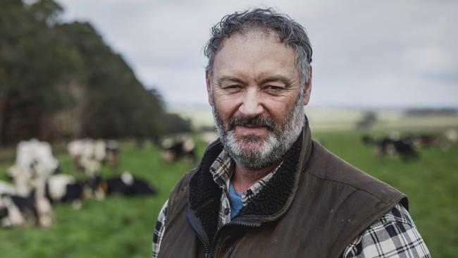 Larpent dairy farmer Mark Billing and his wife, Sam Simpson. Picture: Nicole Cleary