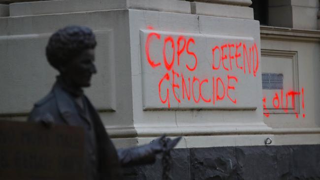 The graffiti was due to be removed on Thursday morning. Picture: David Crosling