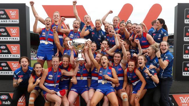 Western Bulldogs celebrate their 2018 premiership.