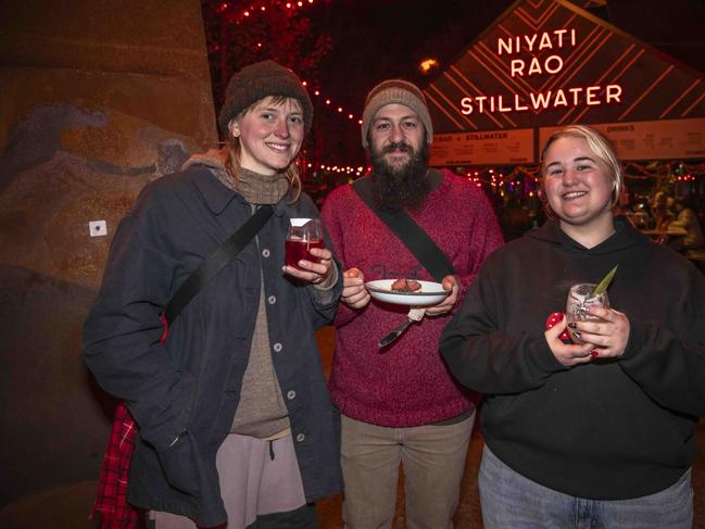 Fran Dekeers, Agustas Vanderlay and Teah Webster at Winter Feast 2025 in Hobart. Picture: Caroline Tan