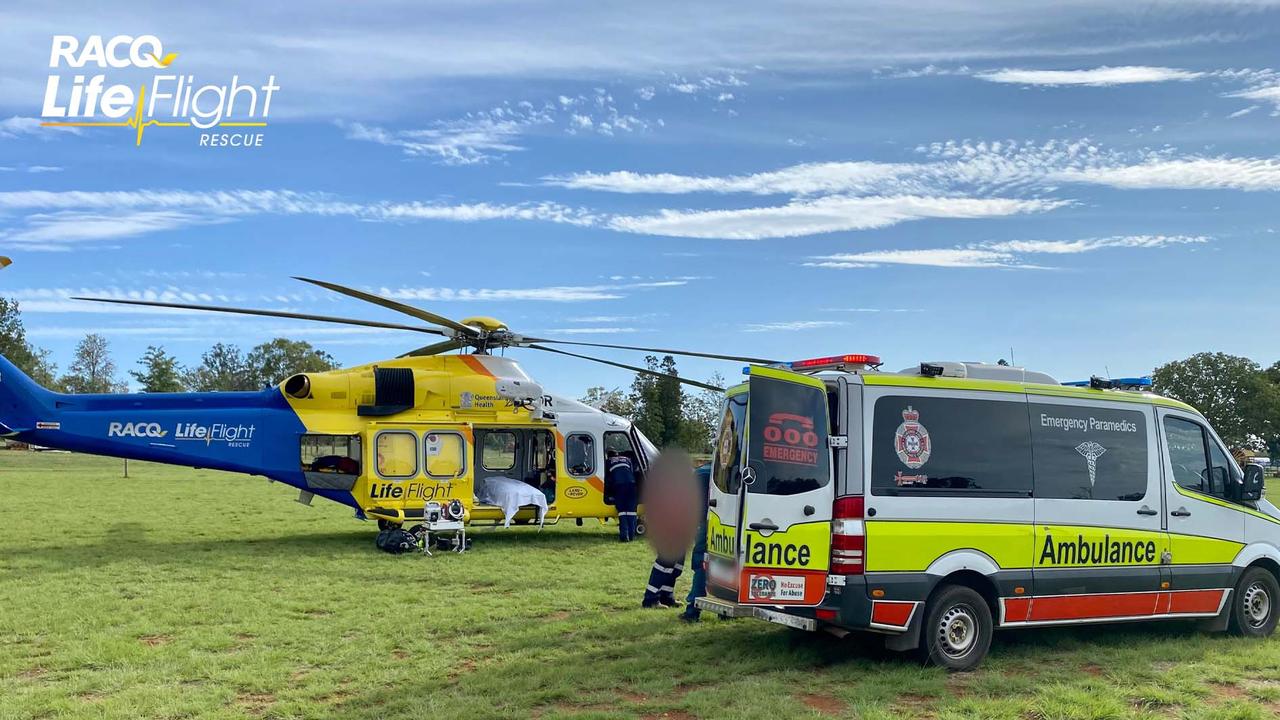 One teenage boy has been flown and another hospitalised following two separate incidents at a Kingaroy motocross track.