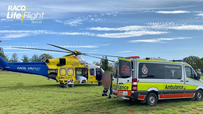 One teenage boy has been flown and another hospitalised following two separate incidents at a Kingaroy motocross track.