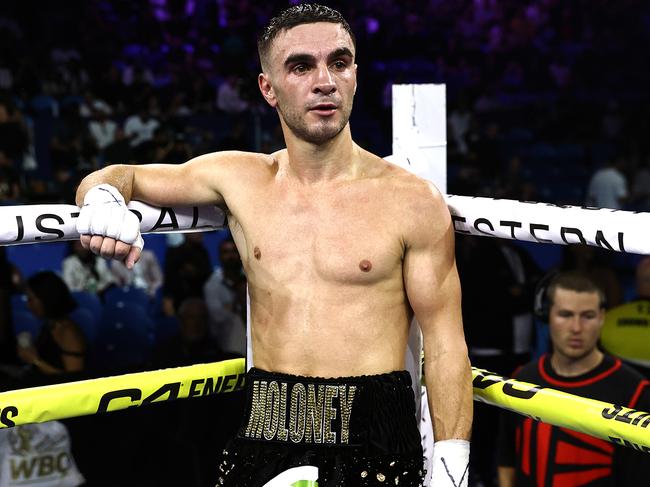 Moloney reacts to the defeat. Picture: Top Rank/Mikey Williams