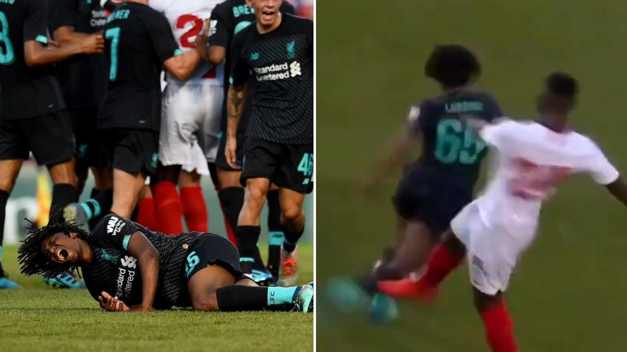 Liverpool's friendly with Sevilla was marred by a shocking challenge by Sevilla's Joris Gnagnon.