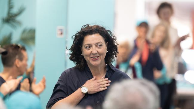 Monique Ryan with her supporters Malvern Campaign office the day after the Federal election. Picture: Tony Gough/ NewsWire
