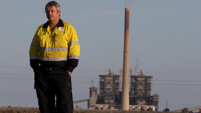 Alinta Energy Power plant worker Gary Rowbottom outside the Port Augusta plant after it was announced it will close next year with lost of 400 jobs.