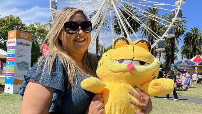 Meadow Heights' Gulsen Elati with Garfield which she won at Moomba on Saturday, March 11.