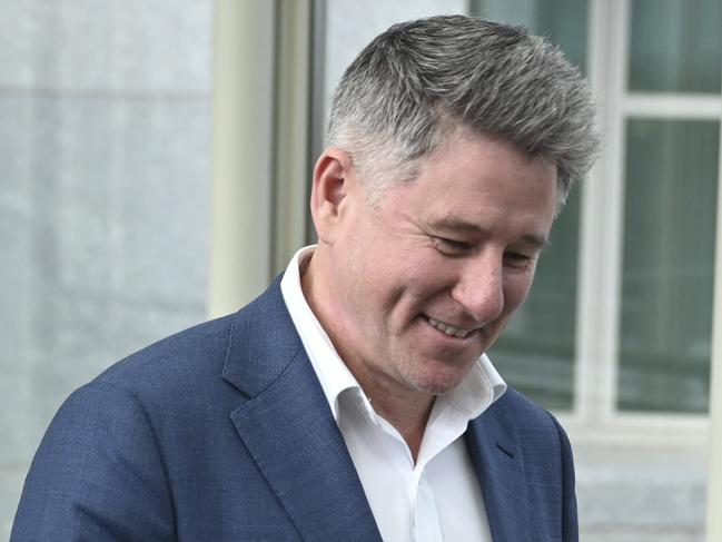 CANBERRA, Australia, NewsWire Photos. June 21, 2024: Mike Sneesby, Nine Entertainment Chief Executive Officer, leaves the Joint Select Committee on Social Media and Australian Society at Parliament House in Canberra. Picture: NewsWire / Martin Ollman