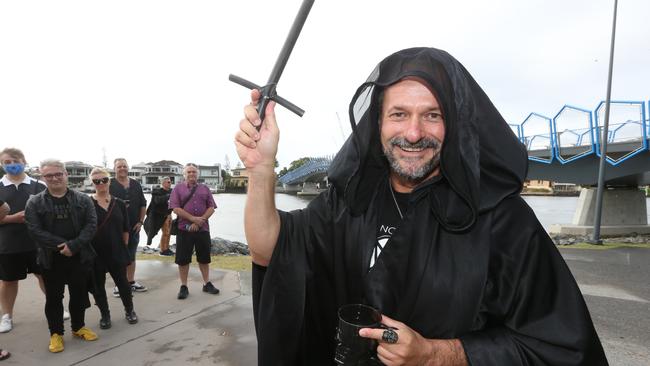 The Noosa Temple of Satan’s Robin Bristow at the green bridge at HOTA. Picture Mike Batterham