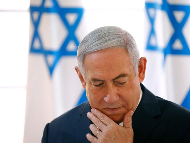 (FILES) Israeli Prime Minister Benjamin Netanyahu gestures during a weekly cabinet meeting in the Jordan Valley, in the Israeli-occupied West Bank on September 15, 2019. The International Criminal Court (ICC) said May 20, 2024, it had issued an arrest warrant for Israeli Prime Minister Benjamin Netanyahu for alleged war crimes and crimes against humanity committed in the Gaza Strip. (Photo by AMIR COHEN / POOL / AFP)