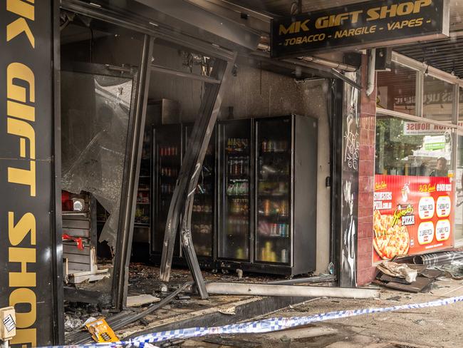 The ruined store on Saturday morning. Picture: Jake Nowakowski