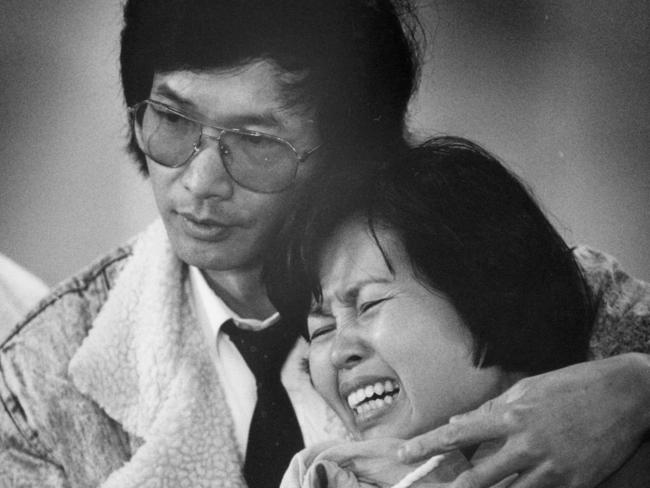 The devasted parents of Mr Cruel victim Karmein Chan in 1991.