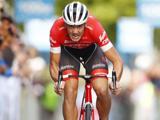 Herald Sun Tour. Mens prologue. Mads Pedersen of trek Segafredo powers along Sthbank on his way to the 2nd fastest time .Pic: Michael Klein