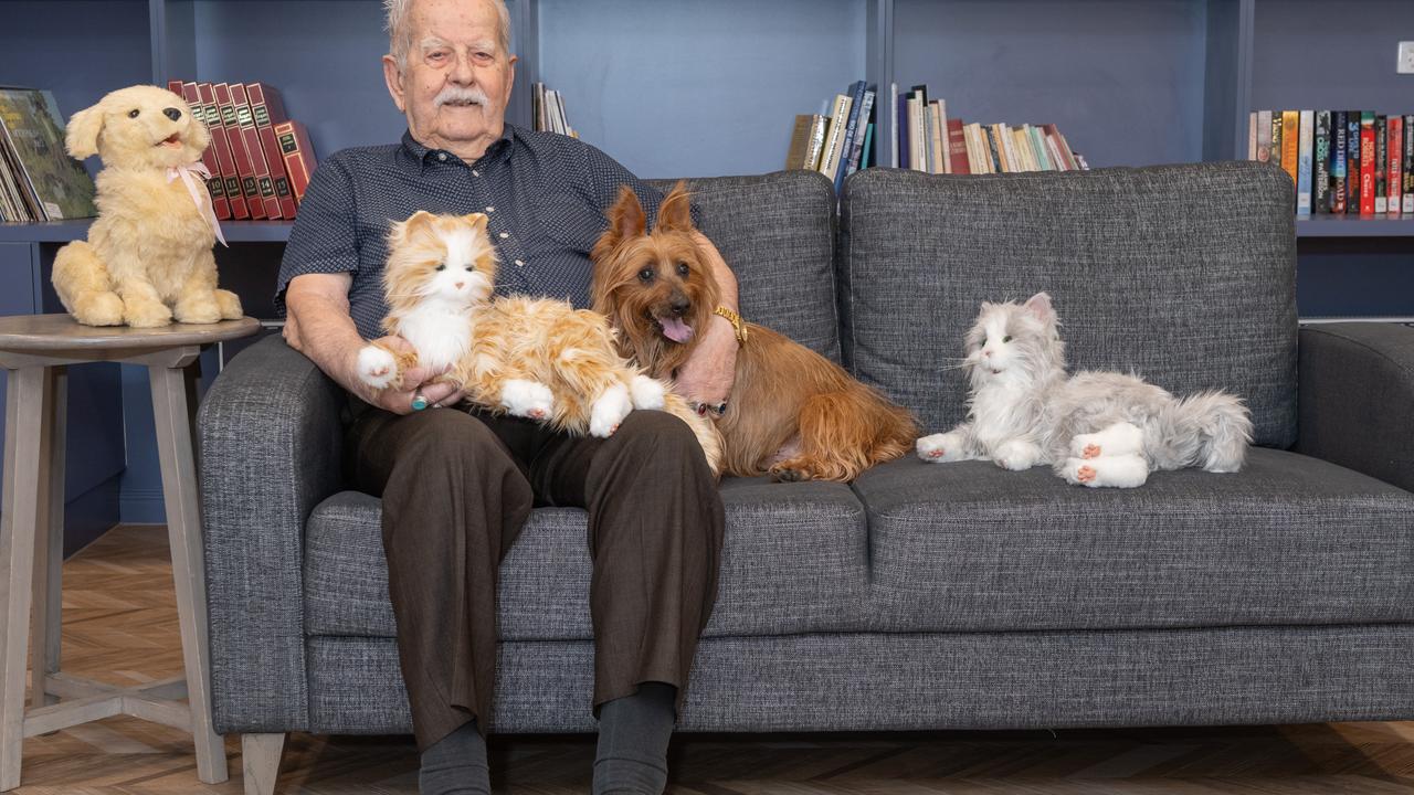Fronditha Care St Albans resident, John Gouvousis with Barney and some interactive companion pets. Picture: Tony Gough