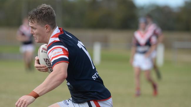 Kirwan State High School defeated St Patrick's College 26-0 in their Aaron Payne Cup encounter at Leprechaun Park in Mackay. St Pat's Ethan Sweet runs the ball. Photo: Callum Dick