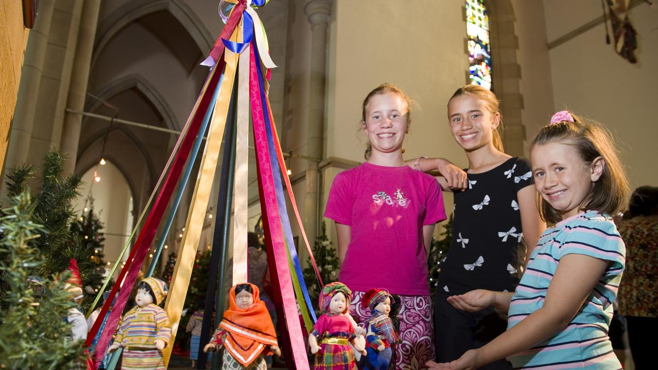 Sisters (from left) Mari, Lize and Mia Van Der Merwe at the Toowoomba Christmas Tree Festival at St Luke's Anglican Church, Saturday, December 08, 2012. Photo Kevin Farmer / The Chronicle