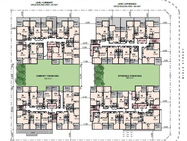 Concept art for a planning social housing project on Princess Street in Newtown by Mission Australia, which is set to be lodged with the Queensland government this month.