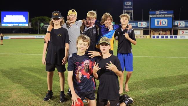 Jack Kanylimaz, Harry Kanyilmaz, Hints Jones, Yiannis Mousellis, Owen Holland-Sutherland, Jonty Burgess, Jonte Jones and Zachary Kassiou came to TIO Stadium to watch Gary Ablett Jr. Picture: (A)manda Parkinson