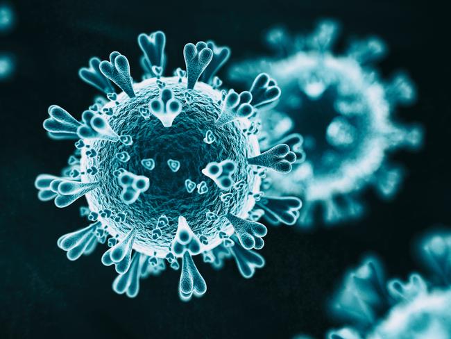 Abs 2019-nCoV RNA virus - 3d rendered image on black background. Viral Infection concept. MERS-CoV, SARS-CoV, ТОРС, 2019-nCoV, Wuhan Coronavirus. Hologram SEM view.